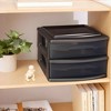 Homz 2 Pack Storage Cart, Medium 2 Drawer Plastic Rolling Container for Home and Office Organization, Black Frame with Smoke Tint Drawers - 2 of 4