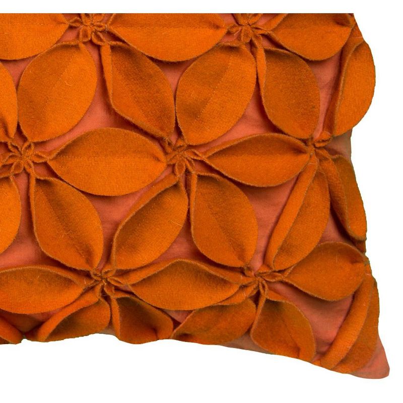 18&#34;x18&#34; Leaves Square Throw Pillow Orange - Rizzy Home, 4 of 5