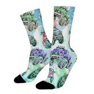 Truck Women Printed Crew Socks Funny Funky Socks Soft Polyester Novelty Gifts for Artists Men - 1 of 1