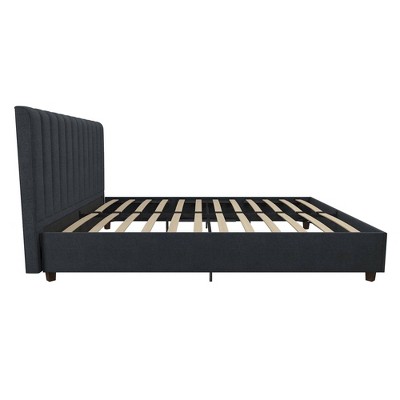 Elegant Queen-Sized Brittany Platform Bed with Tufted Linen Upholstery