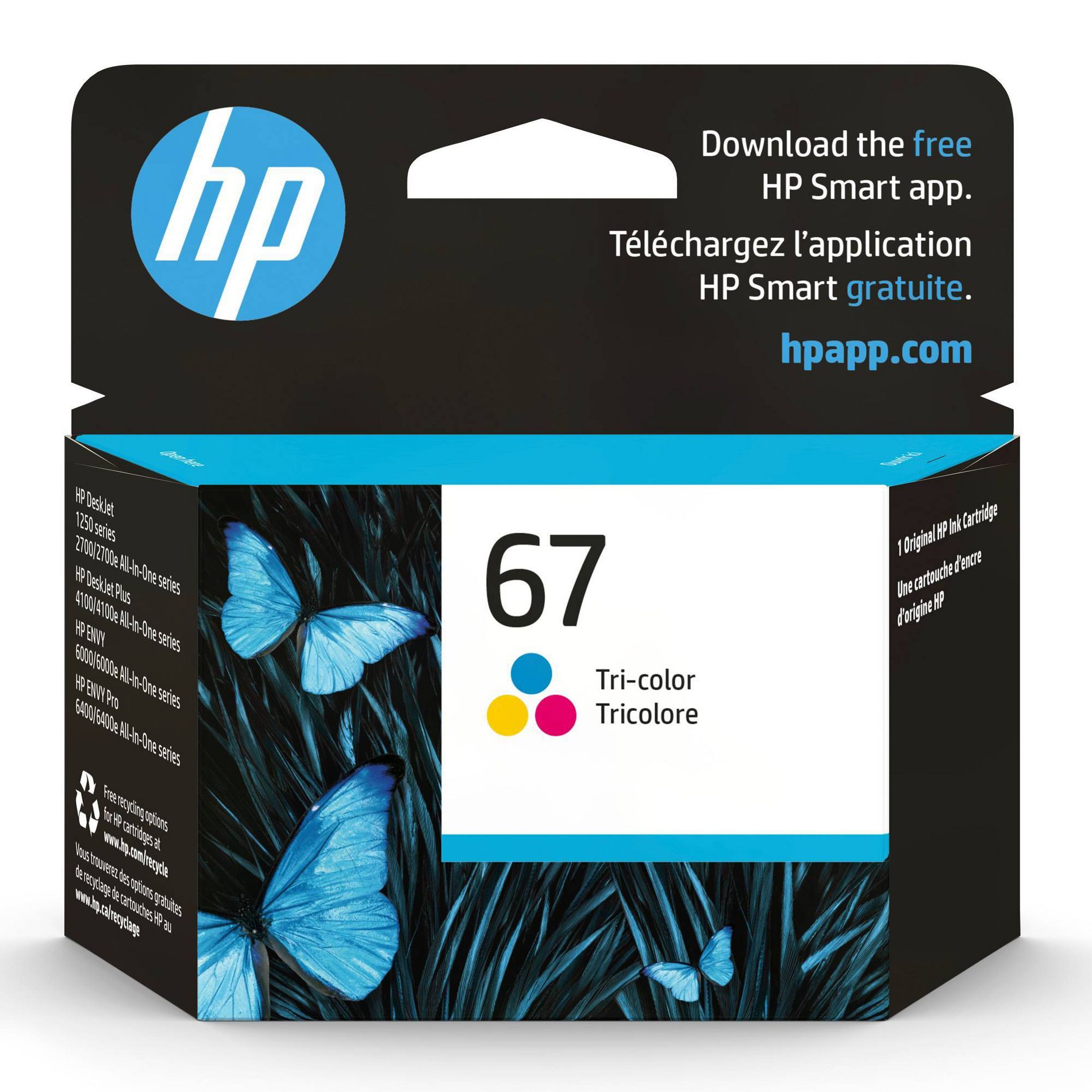 HP 67 Tri-color Ink Cartridge: Standard Yield, HP 67 Series, 3 Colors