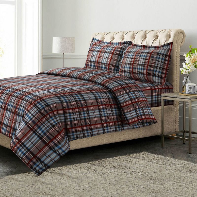Brentwood Plaid Printed Flannel Oversized Duvet Cover Set - Azores Home, 3 of 5