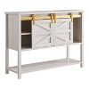 47" Quailridge Farmhouse 4 Shelf Buffet with Barn Doors White Oak - miBasics: Engineered Wood, Adjustable Storage - 2 of 4