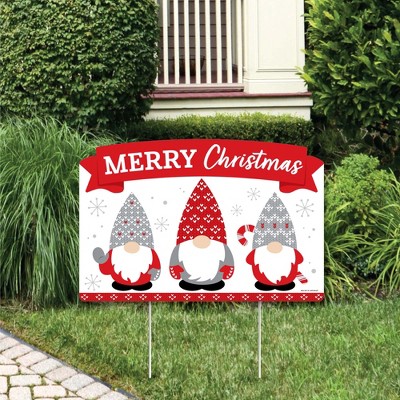 Big Dot of Happiness Christmas Gnomes - Holiday Party Yard Sign Lawn Decorations - Merry Christmas Party Yardy Sign