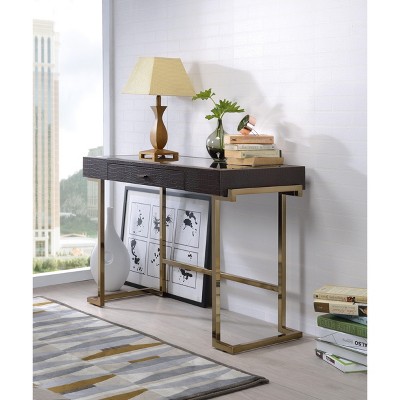 NicBex Home Office Desk 48" Modern Writing Desk with Wooden Desktop and Gold Metal Legs for Office, Study, Living Room