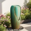 VEVOR Outdoor Water Fountain, 30.71 in Height Fountain and Waterfall, 1-Tier Floor Standing Glazed Jar Style Fountains with Light and Pump, Green - 2 of 4
