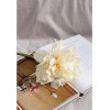 Vynxaria 14" Faux Peony - White with Pink, Set of 4 for Effortless Elegance - 2 of 4