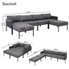 SKRAN 6-Pieces Aluminum Patio Furniture Set With Metal Outdoor Conversation Set Sectional Sofa With Removable Olefin Cushions 5.9" Cushion, Grey - 3 of 4