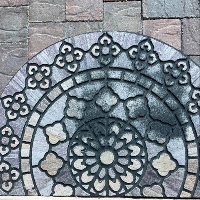 1'9x2'9 Floral Half-circle Doormat Black - Mohawk : Target
