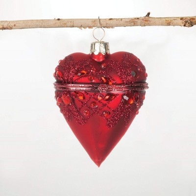 Sullivans Heart Box Ornament 3.5"H Red
