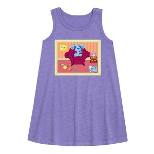 Girls' - Blue's Clues & You! - Blue Polaroid Graphic Sleeveless Aline Dress - 1 of 3