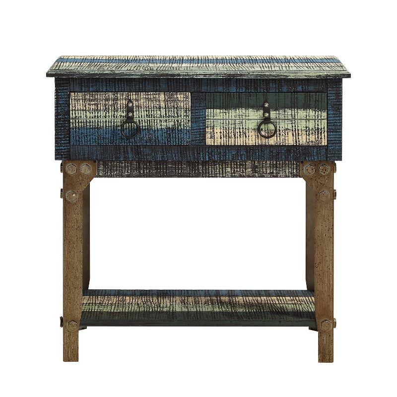 31.5&#34; Marley Rustic Industrial Small Console 2 Storage Drawers Multi Color Painted Finish - Powell, 3 of 9