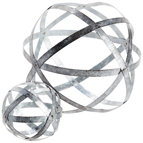 Farmlyn Creek 2 Piece Silver Metal Decorative Spheres For Home Decor ...