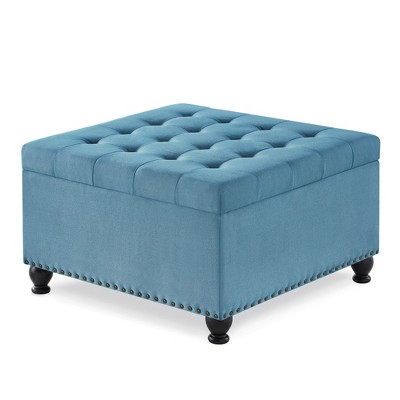 NicBex Modern 30" Storage Ottomans Linen Footstools with Button Tufted and Nailhead Trims for Bedroom and Living Room