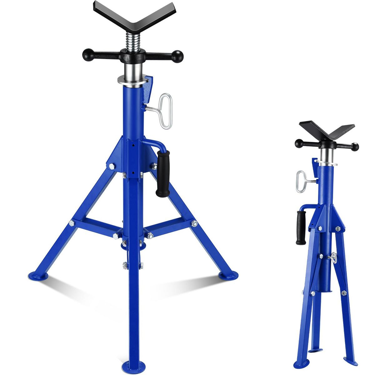 V-Head Heavy Duty Pipe Jack Stand, 27-52" Adjustable Height, 2500lb Capacity Folding Steel Stand for 1/2-12" Pipe, Welding, Threading & Hole Cutting