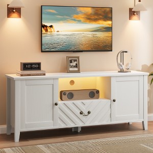 TV Stands for Living Room, White Entertainment Center with Led Lights, Television Stands for 65 inch tv,Long TV Console Table with Storage and Drawer - 1 of 4