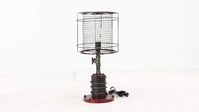 10&#34; x 21&#34; Industrial Accent Lamp with Iron Wire Cage Shade Red/Black - Olivia &#38; May, 2 of 17, play video