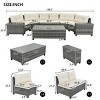 8 Piece Rattan Round Modern Garden Sofa Sets,Outdoor Patio Furniture Conversation Sets with Cushions,Half-Moon Wicker Sectional Sofas-Coolbibila - 4 of 4