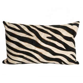 12"x20" Oversize Visions Zebra Print Indoor/Outdoor Lumbar Throw Pillow Black - Liora Manne
