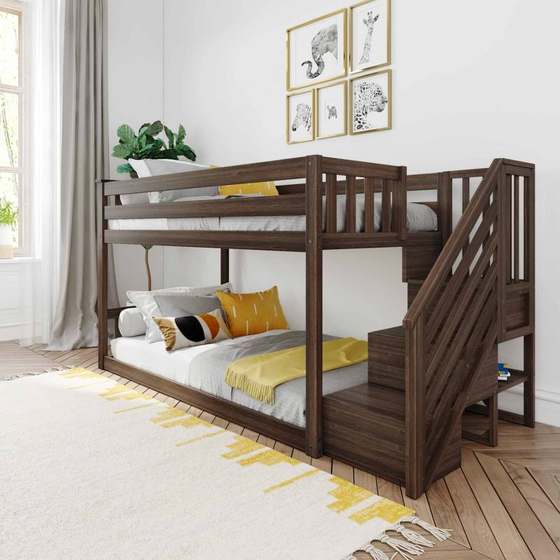 Max & Lily Twin Low Bunk Bed with Staircase, 3 of 6