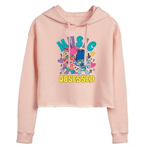 Women's - Trolls - Music Obsessed Poppy and Branch Cropped Graphic Hoodie - 1 of 3