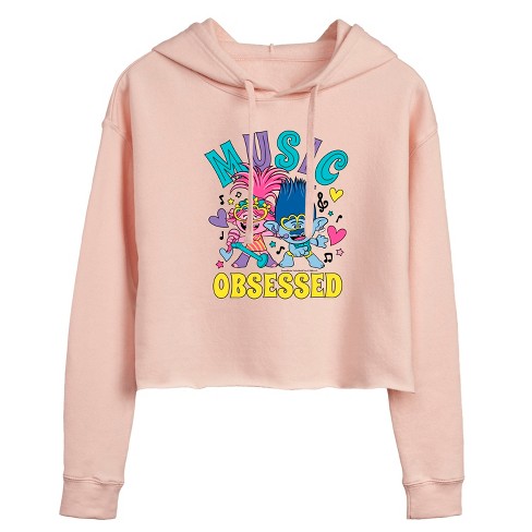 Women's - Trolls - Music Obsessed Poppy and Branch Cropped Graphic Hoodie - image 1 of 3