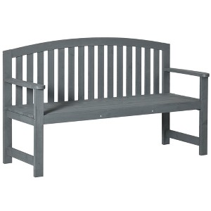 MOEPISY 56 In Outdoor Wood Bench, 2-Seater Garden Bench With Backrest And Armrest - 1 of 4