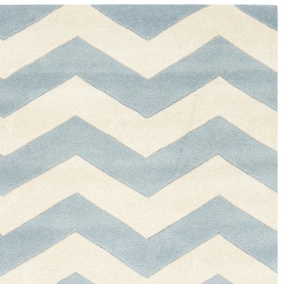 Chatham Off-White and Blue Hand-Tufted Wool Square Rug