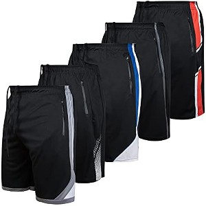 Ultra Performance 5 Pack Mens Athletic Running Shorts, Basketball Gym Workout Shorts for Men with Zippered Pockets - 1 of 4