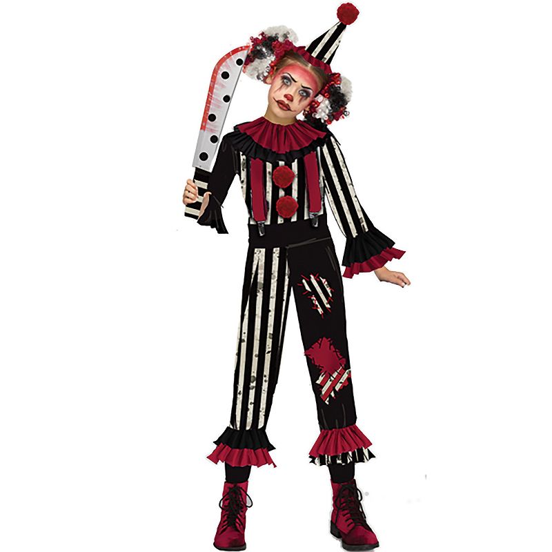 Fun World Girls' Big Top Terror Clown Costume, 1 of 3