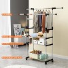Clothes Drying Rack Rolling Collapsible Laundry Dryer Hanger Stand Rail Shelve - 2 of 4