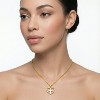 Gold Stainless Steel Heart & Cross Pendant Necklace, Modern O-Link Chain, Sparkly Crystal Accents, Unisex Jewelry for Daily & Special Occasions - 2 of 4
