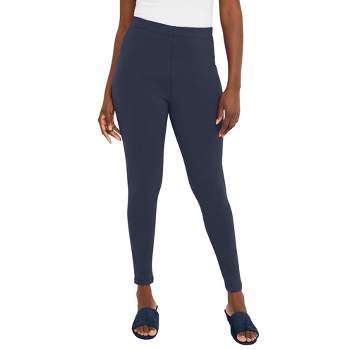 Roaman's Women's Plus Size Lattice Essential Stretch Legging - 12, Blue :  Target