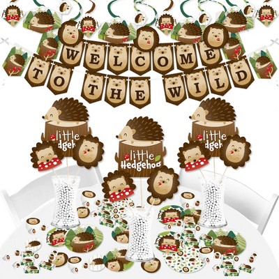 Big Dot of Happiness Forest Hedgehogs - Woodland Birthday Party or Baby Shower Supplies - Banner Decoration Kit - Fundle Bundle