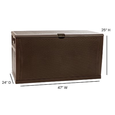 Brown 120 Gallon Lockable Plastic Deck Storage Box