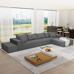 Oversized 132" Chenille Modular L-Shaped Sectional Sofa with 6 Pillows, 6-Piece Free combination, No Assembly Required - 1 of 4