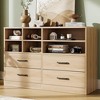4 Drawer Dresser with 6 Adjustable Open Cubbies, Modern Black Wooden Dresser - 3 of 4