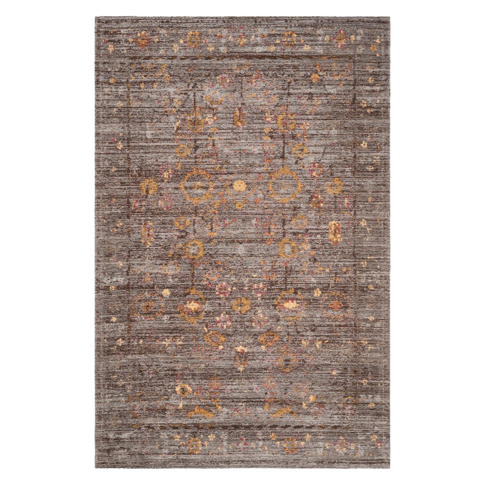 4'x6' Floral Loomed Area Rug Gray/Gold - Safavieh