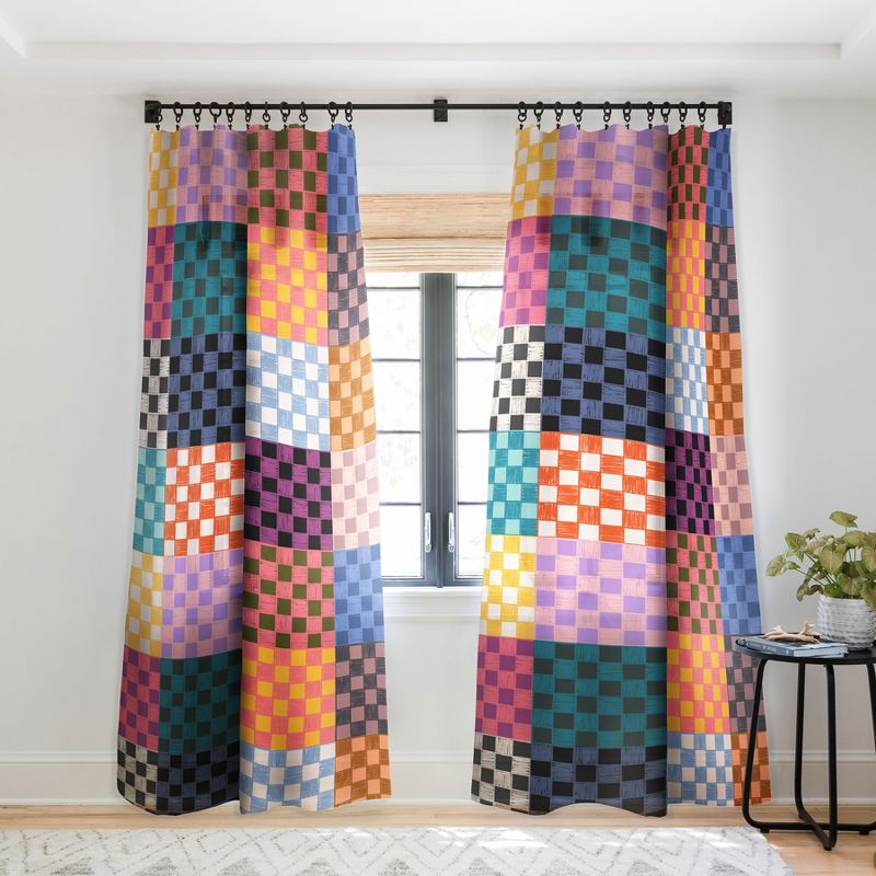 Schatzi Brown Alice Check Multi Single Panel Sheer Window Curtain - Deny Designs, 1 of 7