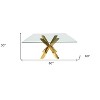 HomeRoots 60" Clear and Gold Glass and Metal Cross Leg Base Square Dining Table - 3 of 4