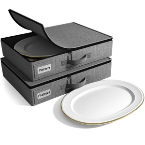 Sorbus Dinnerware Storage Case- Hard Shell, Handles & Felt Dividers - Organize & Safeguard Dinnerware, Compact & Protective Design - 1 of 4