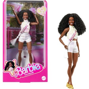 Barbie The Movie President Doll – Issa Rae as President in Shimmery White Blouse & Shorts with Curly Hair & Sash – JBJ55 - 1 of 4