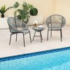 Tangkula 3 Pieces Acapulco Chair Set Wicker Conversation Bistro Set w/ Tempered Glass Table - 4 of 4