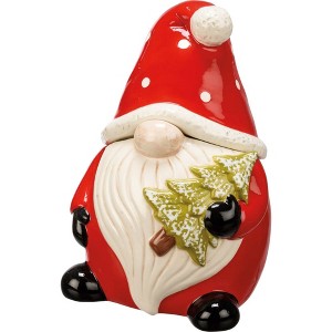 Tabletop Santa Treat Jar.  -  One Treat Jar Inches -  Christmas Tree  -  112747  -  Ceramic  - - 1 of 3