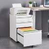 Gulches 3-Drawer Mobile Filing Cabinet with Lock White Metal Office Storage Cabinet for Legal/Letter/A4, Under Desk with Casters - 3 of 4