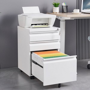 Gulches 3-Drawer Mobile File Cabinet with Lock White Metal Office Storage for Legal/Letter/A4 Under Desk Suitable for Offices Study Rooms - 1 of 4