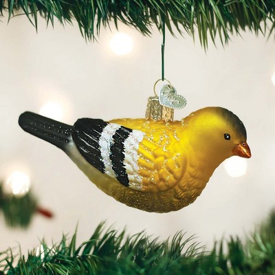 Golden Yellow Glass American Goldfinch Ornament