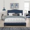 Queen Kiley Velvet Upholstered Bed Blue - Hillsdale Furniture: Plush Fabric, Nailhead Detail, Wood Frame Slats - 2 of 4