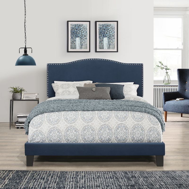 Queen Kiley Velvet Upholstered Bed Blue - Hillsdale Furniture, 3 of 13
