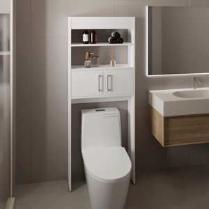 63in Over The Toilet Bathroom Space Saver Shelf, Bathroom Storage Cabinet Organizer, Black - 1 of 4